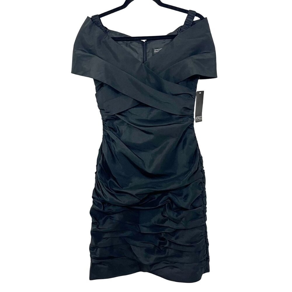 NEW Adrianna Papell Occasions Black Ruched Formal Dress - Women's Size 6
